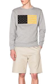 Palm Angels Flag Embroidery Crewneck Sweatshirt In Gray