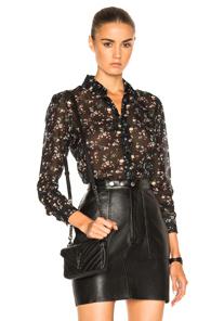Saint Laurent Floral Classic Blouse In Black,floral
