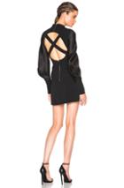 David Koma Ruffle Sleeve Open Back Mini Dress In Black