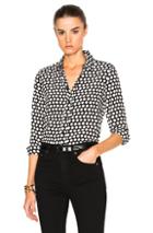Saint Laurent Polka Dot Crepe De Chine Blouse In Black,white,geometric Print