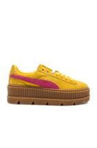 Fenty By Puma Cleated Suede Creeper Sneakers In Yellow