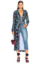 Johanna Ortiz Florari Printed Silk Rayon Velvet Belted Kimono In Blue