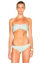 Marysia Swim Fwrd Exclusive Antibes Lace Up Bikini Top In Metallics,blue