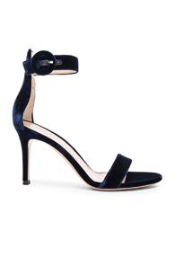 Gianvito Rossi Velvet Portofino 85 Heels In Blue