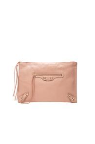 Balenciaga Metallic Edge Pouch In Neutrals,pink