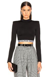 Balmain Logo Band Crop Top In Black,white