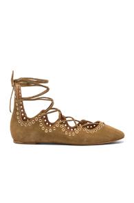 Isabel Marant Leo Eyelet Velvet Flats In Brown