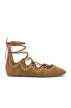 Isabel Marant Leo Eyelet Velvet Flats In Brown