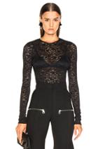Enza Costa Stretch Lace Fitted Long Sleeve Crew In Black
