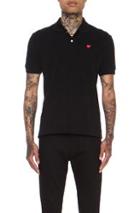 Comme Des Garcons Play Small Red Emblem Cotton Polo In Black