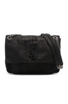 Saint Laurent Monogramme Niki Cocco Print Shoulder Bag In Black,animal Print