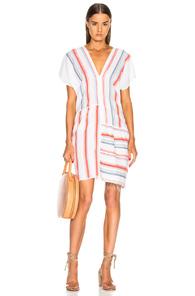 Lemlem Asha Split Dress In Blue,orange,stripes,white