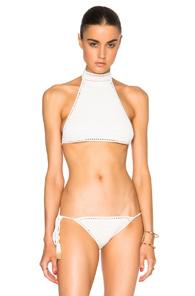 She Made Me Savarna Halter Bikini Top In White