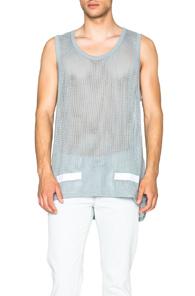 Off-white Rough Cut Mesh Tank Top In Blue