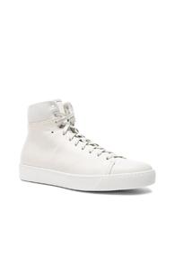 John Elliott Leather High Top Sneakers In White