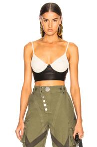 Alexander Wang Lace Bra With Leather In Black,neutrals