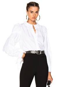 Alexander Mcqueen Popeline Ruched Sleeve Shirt In White