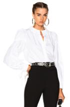 Alexander Mcqueen Popeline Ruched Sleeve Shirt In White