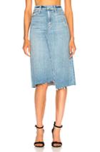 Mother Straight A Step Midi Fray Skirt In Blue