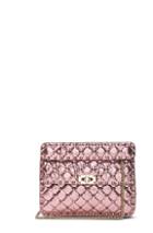 Valentino Medium Metallic Quilted Rockstud Spike Shoulder Bag In Pink,metallics