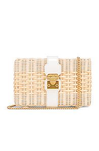 Mark Cross Rattan Clutch In Neutral,white