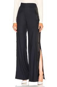 Monse High Waist Wide Leg Side Snap Trouser Pant In Blue