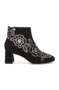 Sophia Webster Suede Winona Mid Ankle Booties In Black,floral