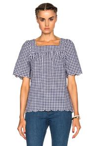 A.p.c. Colette Top In Blue,checkered & Plaid