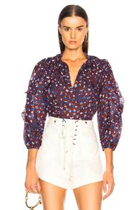 Ulla Johnson Lillian Top In Blue,floral,purple