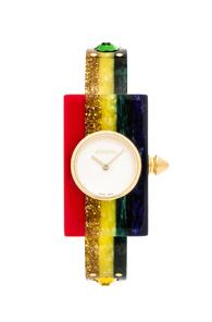 Gucci 40mm Embellished Plexiglas Bangle Watch In Stripes,metallics