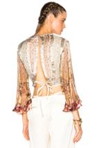 Etro Cropped Blouse In Neutrals,metallics,floral