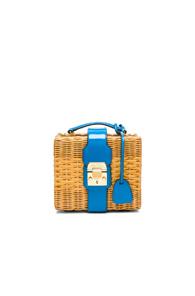 Mark Cross For Fwrd Harley Rattan Bag In Blue,neutrals