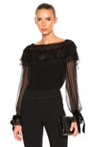 Alberta Ferretti Ruffle Blouse In Black