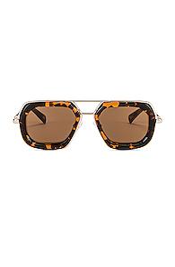 Dries Van Noten Rectangle Sunglasses In Brown