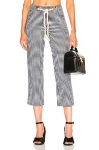 Miaou Tommy Pant With Rope Belt In Blue,checkered & Plaid