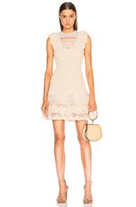 Jonathan Simkhai Macrame Ruffle Mini Dress In Neutrals
