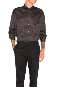 Robert Geller Leopard Print Photographer Shirt In Gray,animal Print