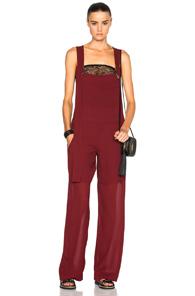 Chloe Fine Sheer Crepe Jumpsuit In Red