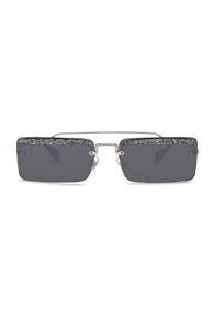 Miu Miu Embellished Skinny Square Sunglasses In Metallics
