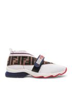 Fendi Rockoko Velcro Strap Sneakers In Blue,neutral,white