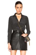 Saint Laurent Classic Polka Dot Paris Blouse In Geometric Print,black