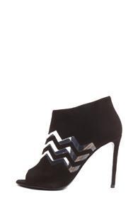 Nicholas Kirkwood Chevron Open Toe Suede Booties In Black