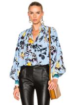 Tibi Gothic Floral Edwardian Top In Abstract,blue,floral