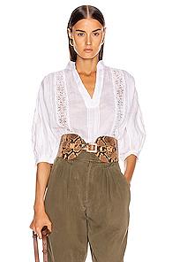 Frame Cali Lace Popover Top In White