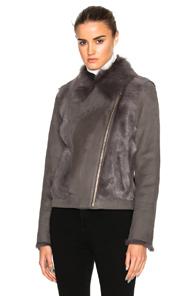 Yves Salomon Toscane Shearling Moto Jacket In Gray