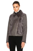 Yves Salomon Toscane Shearling Moto Jacket In Gray