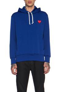 Comme Des Garcons Play Red Emblem Poly Hoodie In Blue