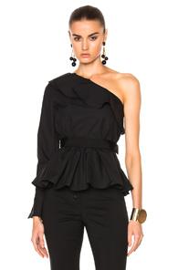Fendi One Shoulder Peplum Top In Black