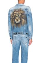 Palm Angels Lion Denim Jacket In Blue