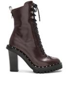 Valentino Leather Soul Rockstud Boots In Purple
